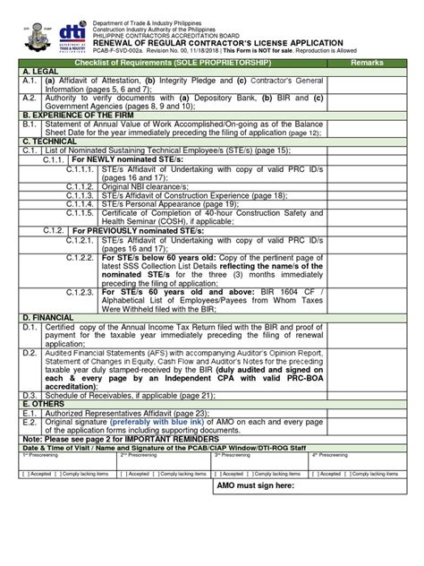 pcab license category|pcab renewal form.